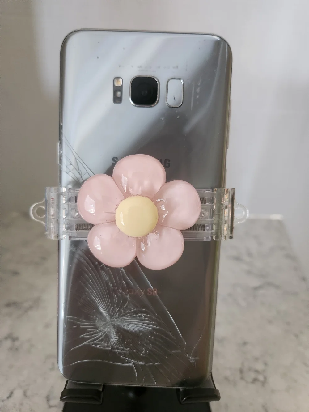 Pink Flower Phone Clip